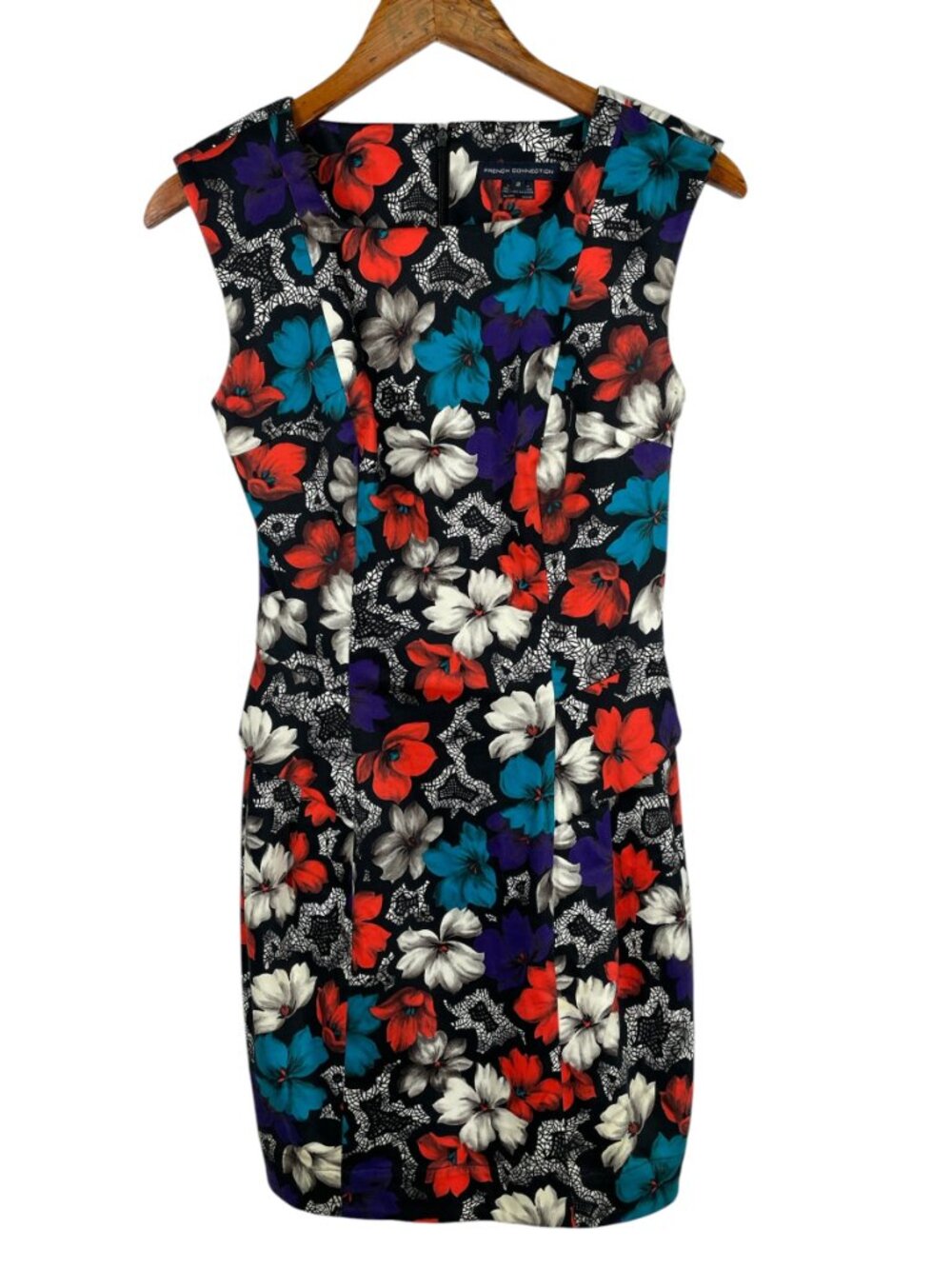 French Connection Cotton Floral Peplum Sheath Dress Size 2 - Picture 11 of 11